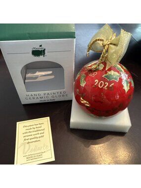 Masters Golf 2026 Ornament Ceramic Globe Hand Painted Red